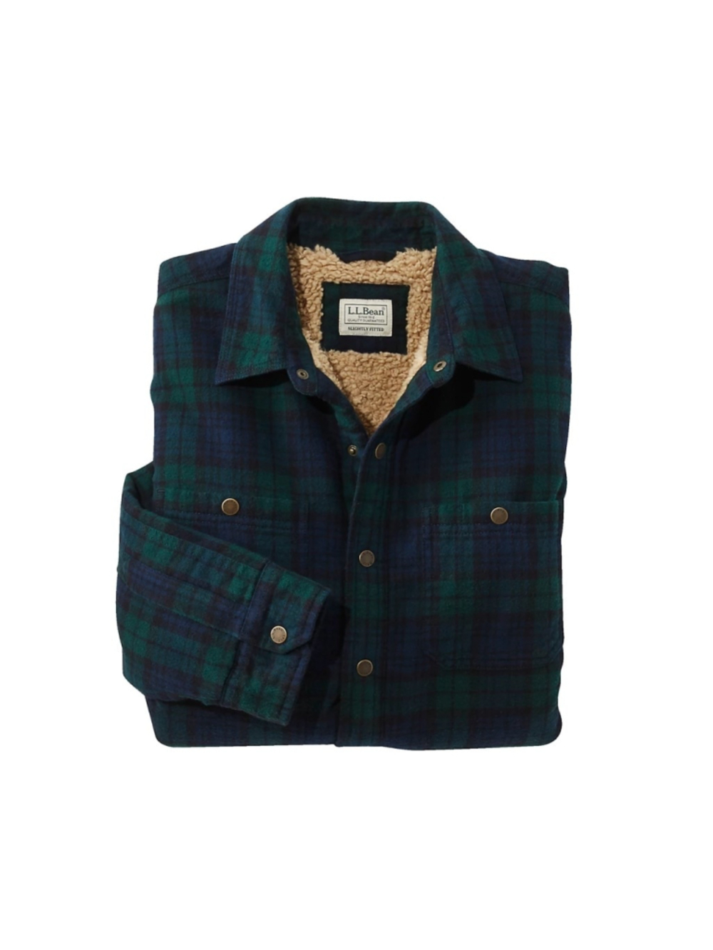 Men's L.L.Bean Plaid Sherpa-Lined Shirt Jacket XXXL Green Blue